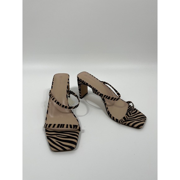 The Drop Shoes - Womens Heels 12 Beige Stripe Zebra Print Formal Event Wedding Guest Chic